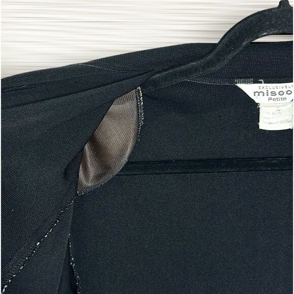 Exclusively Misook Open Front Cardigan Black Long Sleeve Collared Size L petite - Picture 7 of 9
